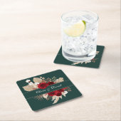 ブルゴーニュバラとパンパスグラス結婚ズ スクエアペーパーコースター (インサイチュ)