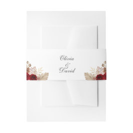 ブルゴーニュバラとパーム離れズ結婚の 招待状ベリーバンド