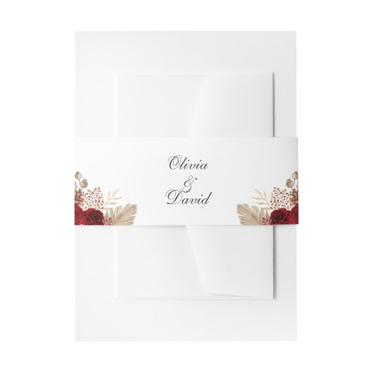 ブルゴーニュバラとパーム離れズ結婚の 招待状ベリーバンド (正面例)