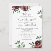 ブルゴーニュバラとユーカリ結婚プス 招待状 (正面)