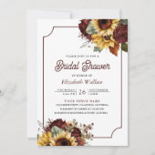 ブルゴーニュバラひまわりフォトブライダルシャワー 招待状 (正面)