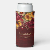 ブルゴーニュバラひまわりブライダルパーティギフト スリム缶クーラー (Seltzer正面)