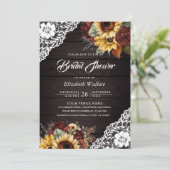 ブルゴーニュバラひまわりQRコードブライダルシャワー 招待状 (スタンド正面)