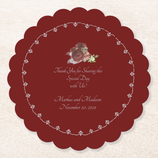 ブルゴーニュバラをテーマにした ペーパーコースター (正面)