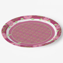 ブルゴーニュバラアンドグリーン紙プレート