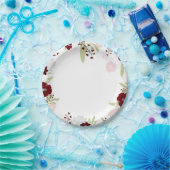 ブルゴーニュバラエレガントウェディング紙プレート ペーパープレート (パーティー)