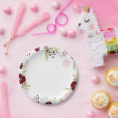 ブルゴーニュバラエレガントウェディング紙プレート ペーパープレート (パーティー)