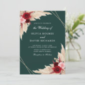 ブルゴーニュバラオンエメラルドグリーン結婚式招待状 招待状 (スタンド正面)