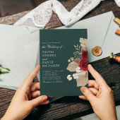 ブルゴーニュバラオンエメラルドグリーン結婚式招待状 招待状