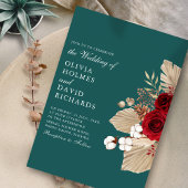 ブルゴーニュバラオンティール（緑がかった色）結婚式招待状 招待状