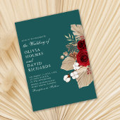 ブルゴーニュバラオンティール（緑がかった色）結婚式招待状 招待状