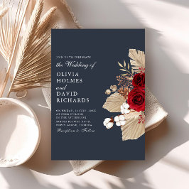 ブルゴーニュバラオンミッドナイトブルー結婚式招待状 招待状