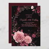 ブルゴーニュバラカスタム40歳の誕生日 招待状 (正面/裏面)