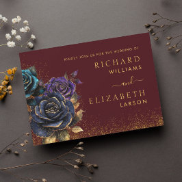 ブルゴーニュバラグリッター結婚式招待状 招待状