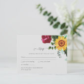 ブルゴーニュバラサンフラワーウェディングRSVP ポストカード (スタンド正面)