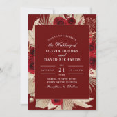 ブルゴーニュバラズアンドパンパスグラス結婚式招待状 招待状 (正面)