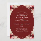 ブルゴーニュバラズアンドパンパスグラス結婚式招待状 招待状 (正面)