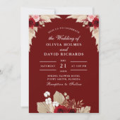 ブルゴーニュバラズアンドパンパスグラス結婚式招待状 招待状 (正面)