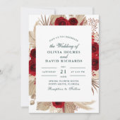 ブルゴーニュバラズアンドパンパスグラス結婚式招待状 招待状 (正面)