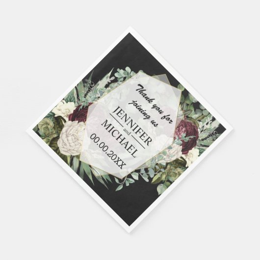 ブルゴーニュバラダークムーディヴィンテージ結婚フローラ スタンダードランチョンナプキン (角)