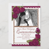 ブルゴーニュバラバラ金ゴールドグリッターキンセアニラパーティー 招待状 (正面)