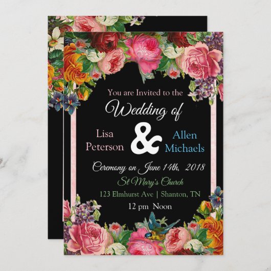 ブルゴーニュバラバードフローラ結婚式招待状 招待状 (正面/裏面)