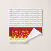 ブルゴーニュバラパターン（の模様が）あるデザイン バスタオルセット (ウォッシュタオル)