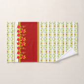 ブルゴーニュバラパターン（の模様が）あるデザイン バスタオルセット (ハンドタオル)