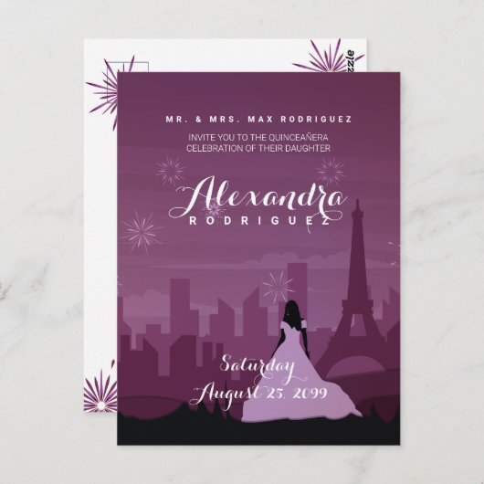 ブルゴーニュバラピンクパリスファイアキンチェニェラ ポストカード (正面/裏面)