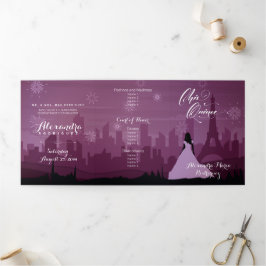 ブルゴーニュバラピンクパリ花火キンセアニラトリ 三つ折り招待状