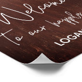 ブルゴーニュバラピンクフローラメイスンジャールウェルカムサイン ポスター (角)