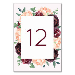 ブルゴーニュバラピーチピーニーテーブルナンバーカード テーブルナンバー