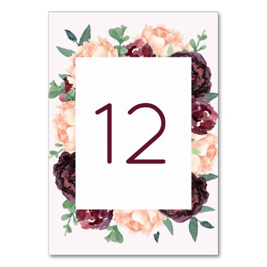 ブルゴーニュバラピーチピーニーテーブルナンバーカード テーブルナンバー (正面)