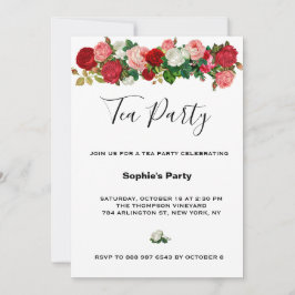 ブルゴーニュバラフローラガーランドフラワーティーパーティー 招待状