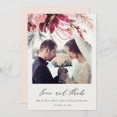 ブルゴーニュバラフローラパンパスグラスフォト結婚ズ サンキューカード (正面/裏面)