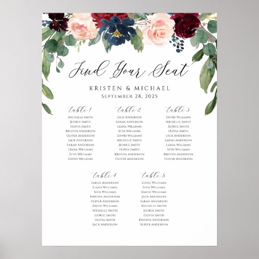 ブルゴーニュバラフローラ席の座席表を見つける ポスター (正面)