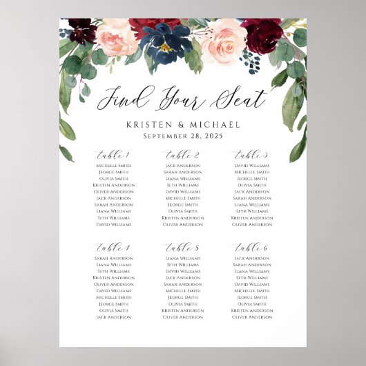 ブルゴーニュバラフローラ席の座席表を見つける ポスター (正面)