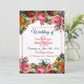 ブルゴーニュバラブルーバードフローラ結婚式招待状 招待状 (スタンド正面)