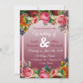 ブルゴーニュバラブルーバードフローラ結婚式招待状 招待状 (正面)