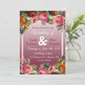 ブルゴーニュバラブルーバードフローラ結婚式招待状 招待状 (スタンド正面)