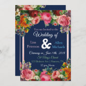 ブルゴーニュバラブルーバードフローラ結婚式招待状 招待状 (正面/裏面)