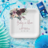 ブルゴーニュバラベビーイン開花ベビーシャワー ペーパープレート (パーティー)