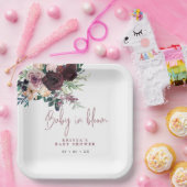 ブルゴーニュバラベビーイン開花ベビーシャワー ペーパープレート (パーティー)