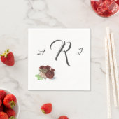 ブルゴーニュバラモノグラムのブライダル紙 スタンダードカクテルナプキン (インサイチュ)