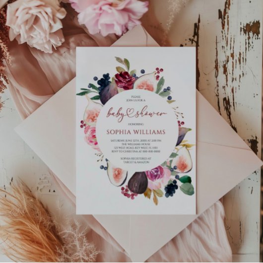 ブルゴーニュバラリースベビーシャワー招待 招待状