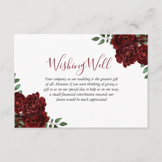 ブルゴーニュバラロマン結婚ティックの願い井戸 エンクロージャーカード (正面)