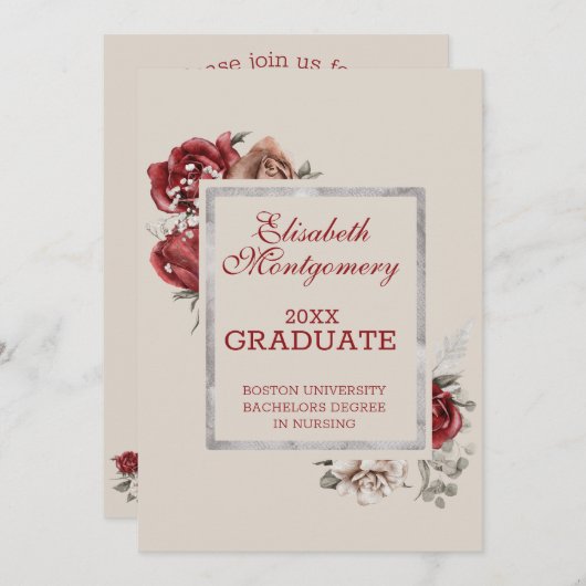 ブルゴーニュバラ及び銀枠卒業パーティー 案内状 (正面/裏面)