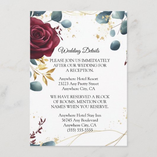 ブルゴーニュバラ春サマー結婚ズのエンクロージャカード エンクロージャーカード (正面)