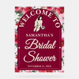 ブルゴーニュバラ秋ブライダルシャワー歓迎 アクリルサイン