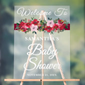 ブルゴーニュバラ秋ベビーシャワーウェルカム アクリルサイン (ニュートラル)